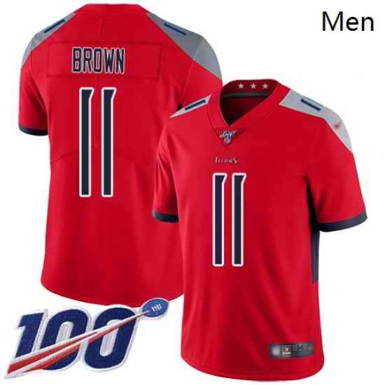 Nike Titans 11 A J  Brown Red Men Stitched Football Limited Inverted Legend 100th Season Jersey
